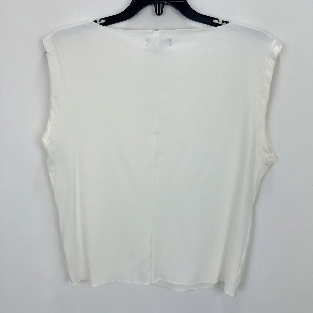 J.Crew Refined Rib Shell Tank Top Basic Minimalist Stretch Knit Ivory XL NWT
